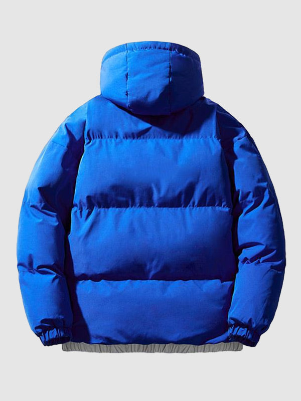 MEN'S Spliced Fluffy Hooded Quilted Padded Jacket