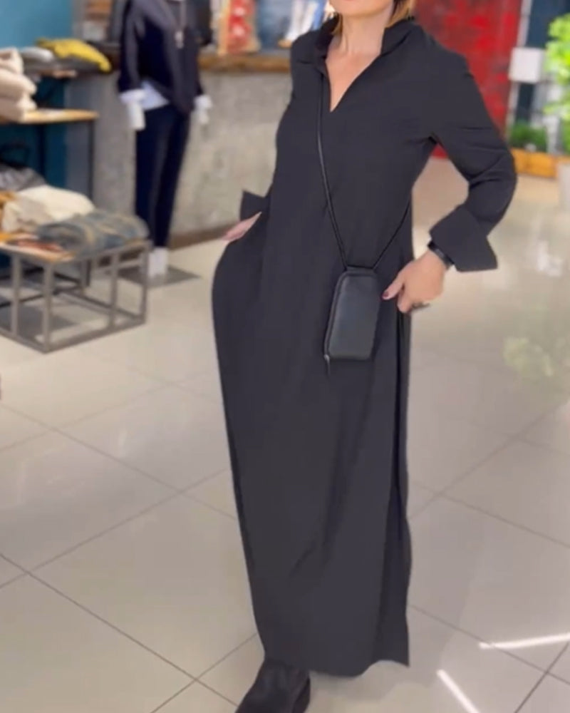 Selina | Langes Dress mit Revers und Seitenschlitz