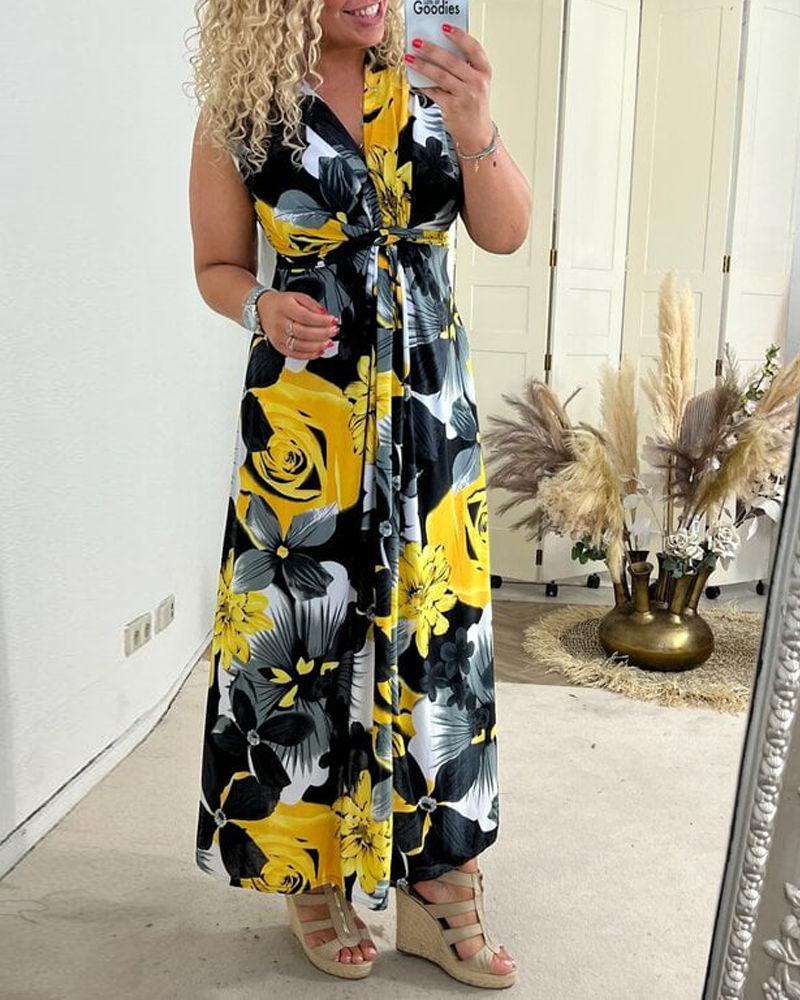 Milos |  Elegant Plissee-Dress mit floralem Muster