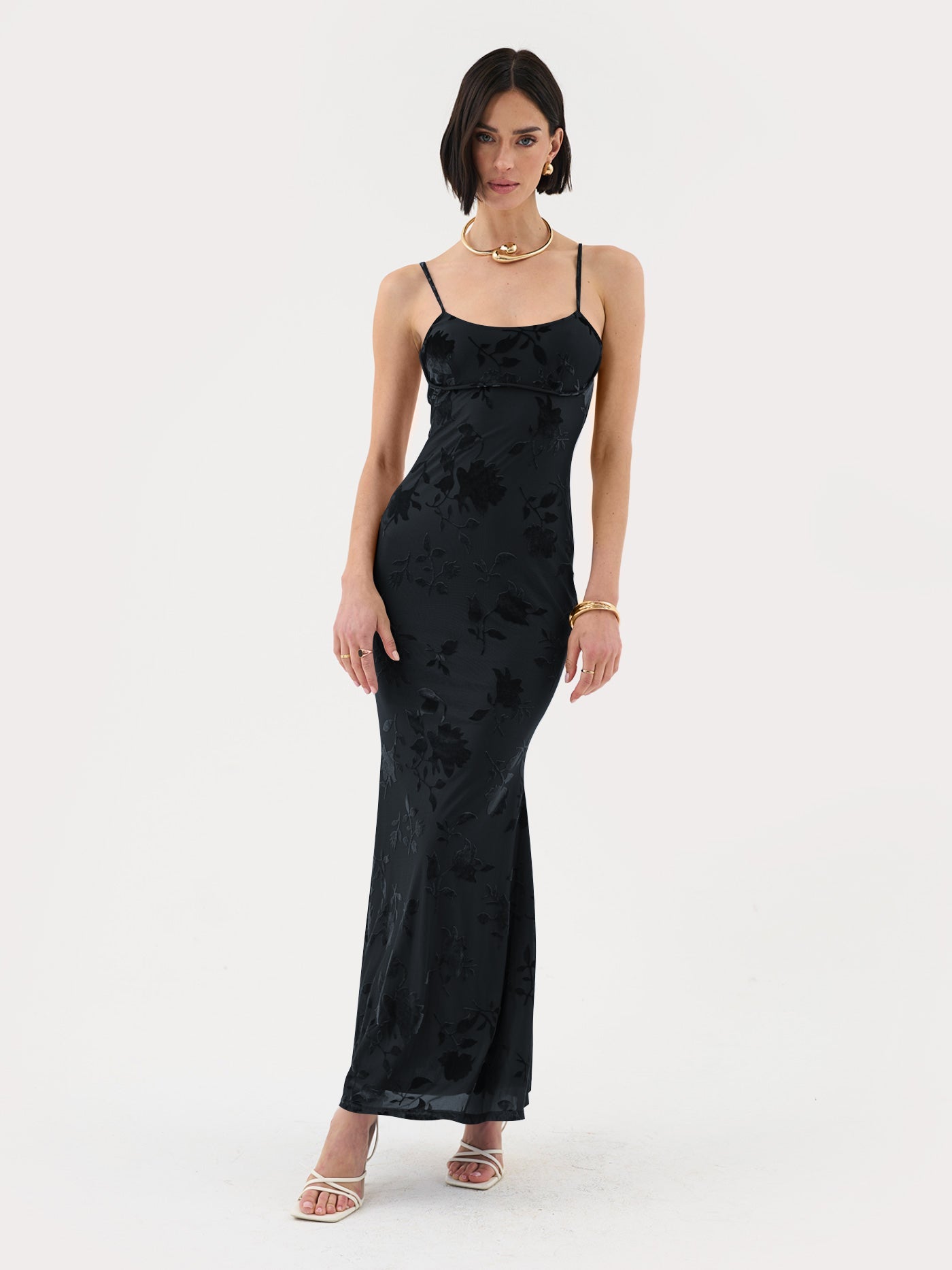 Aegis | Maxi dress with straps and flowers