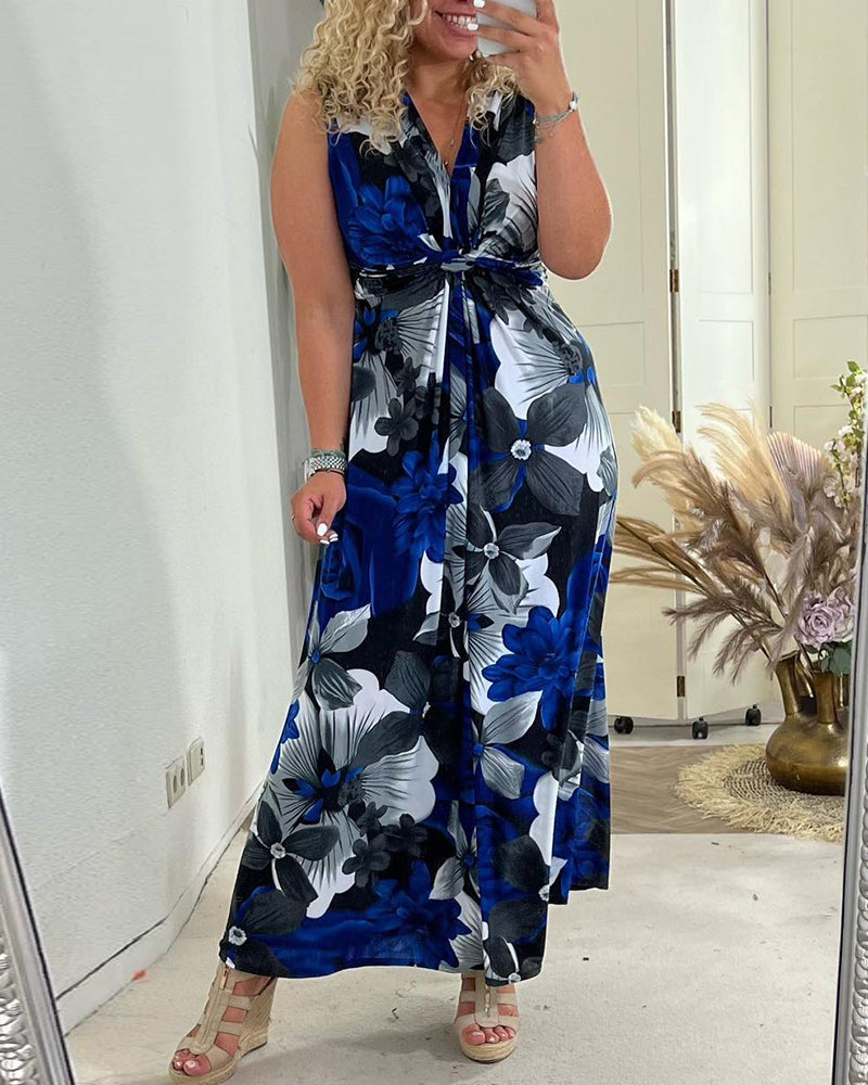 Milos |  Elegant Plissee-Dress mit floralem Muster