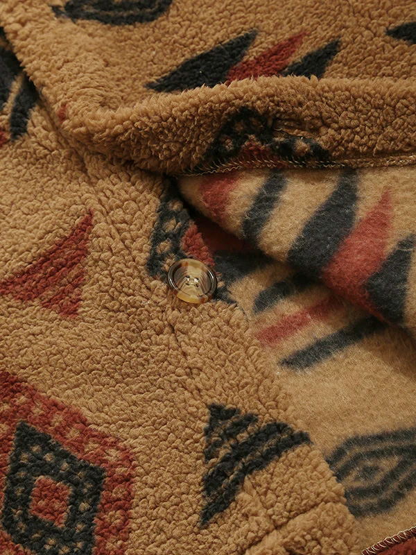 Men's Retro Ethnic Style Alpine Fleece Lapel Jacket