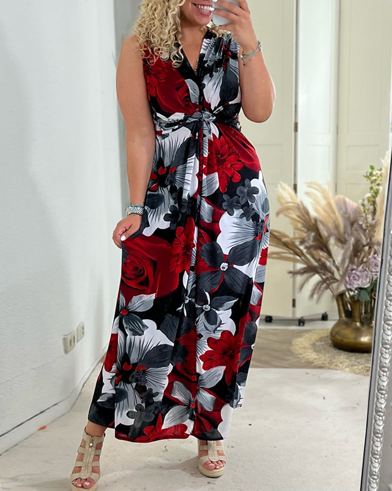 Milos |  Elegant Plissee-Dress mit floralem Muster