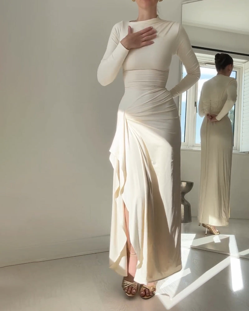 Sabina | Elegant Solid Color Slimming Dress