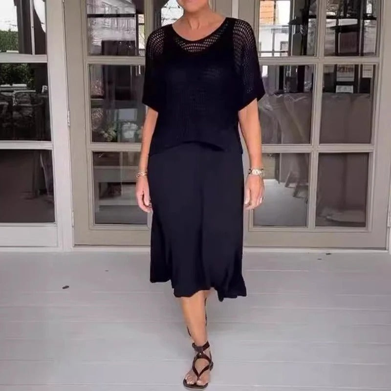 Alma | Elegant 2-teiliges Dress + durchbrochenes Oberteil